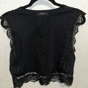 Glo Fashion London Black Crop Top M, Stretchy Fabric Women P15,L17